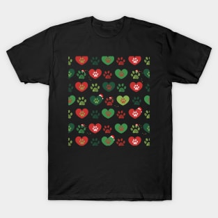 Merry Christmas and Happy new year doodle paw prints T-Shirt